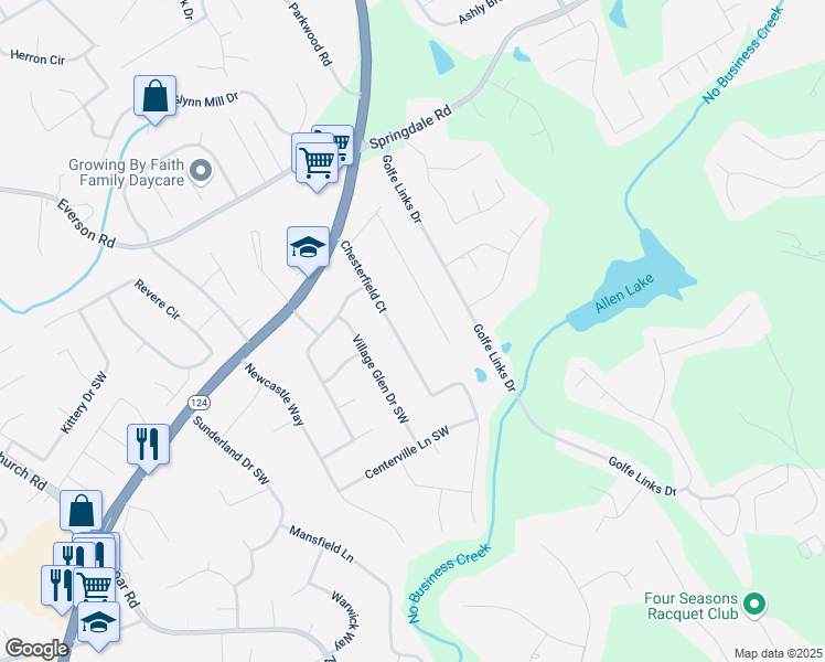 map of restaurants, bars, coffee shops, grocery stores, and more near 3132 Chesterfield Court in Snellville