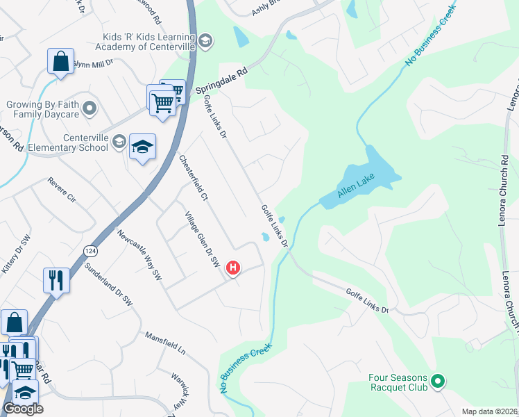 map of restaurants, bars, coffee shops, grocery stores, and more near 3275 Golfe Links Drive in Snellville