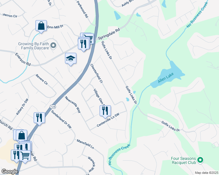 map of restaurants, bars, coffee shops, grocery stores, and more near 3132 Chesterfield Court in Snellville