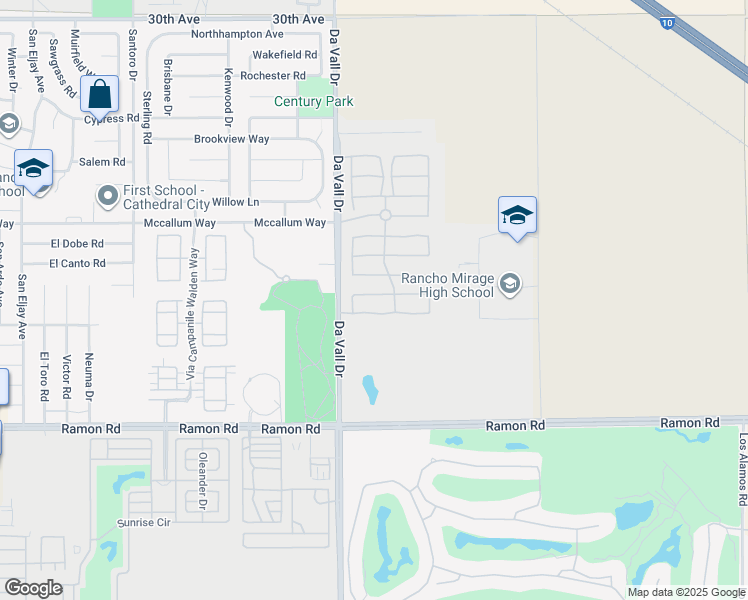 map of restaurants, bars, coffee shops, grocery stores, and more near 194 Via San Lucia in Rancho Mirage