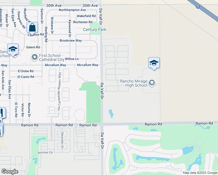 map of restaurants, bars, coffee shops, grocery stores, and more near 188 Via San Lucia in Rancho Mirage