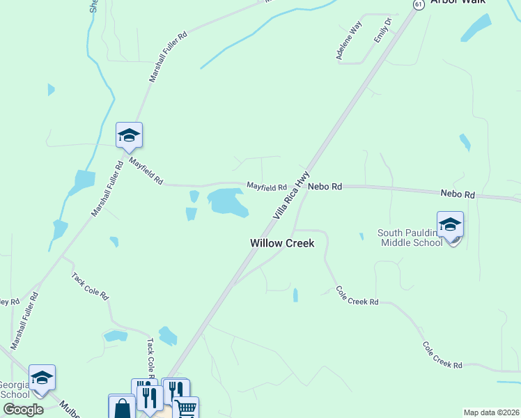 map of restaurants, bars, coffee shops, grocery stores, and more near 7110 Villa Rica Highway in Dallas