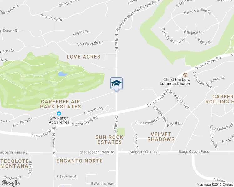 map of restaurants, bars, coffee shops, grocery stores, and more near 37008 North Pima Road in Carefree