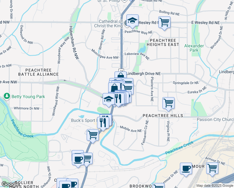map of restaurants, bars, coffee shops, grocery stores, and more near 2393 Georgia 9 in Atlanta