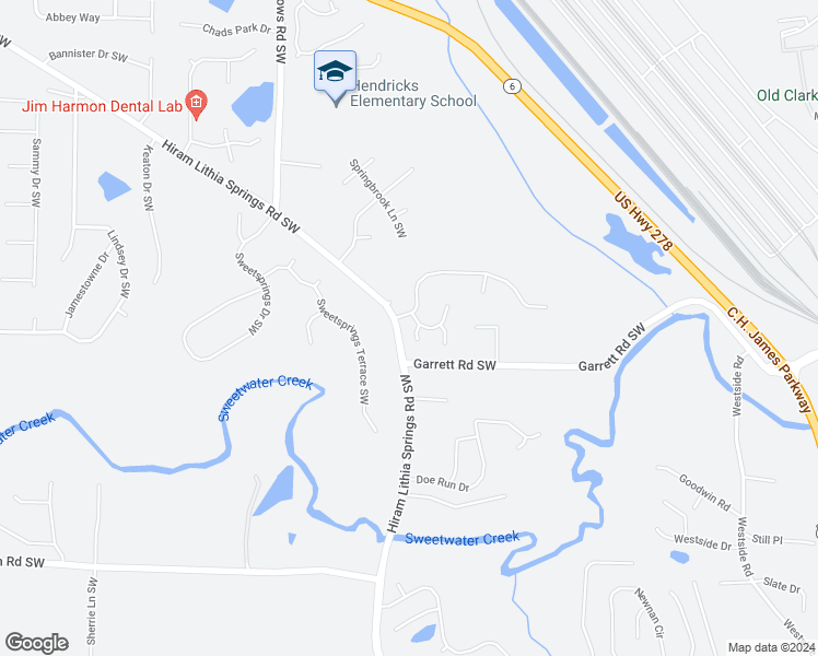 map of restaurants, bars, coffee shops, grocery stores, and more near 5550 Pemrock Court in Powder Springs