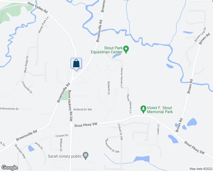map of restaurants, bars, coffee shops, grocery stores, and more near 5322 Rutland Court in Powder Springs