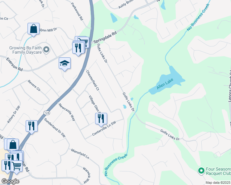map of restaurants, bars, coffee shops, grocery stores, and more near 3250 Hall Garden Road in Snellville