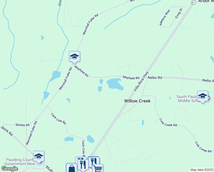 map of restaurants, bars, coffee shops, grocery stores, and more near 7108 Villa Rica Highway in Dallas