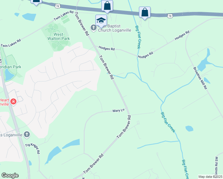 map of restaurants, bars, coffee shops, grocery stores, and more near 3267 Tom Brewer Road in Loganville