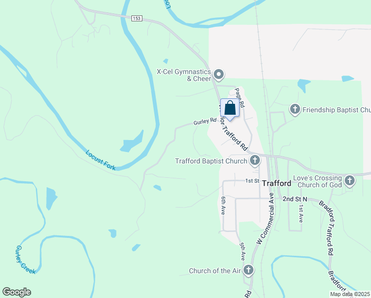 map of restaurants, bars, coffee shops, grocery stores, and more near 2328 Gurley Lane in Trafford