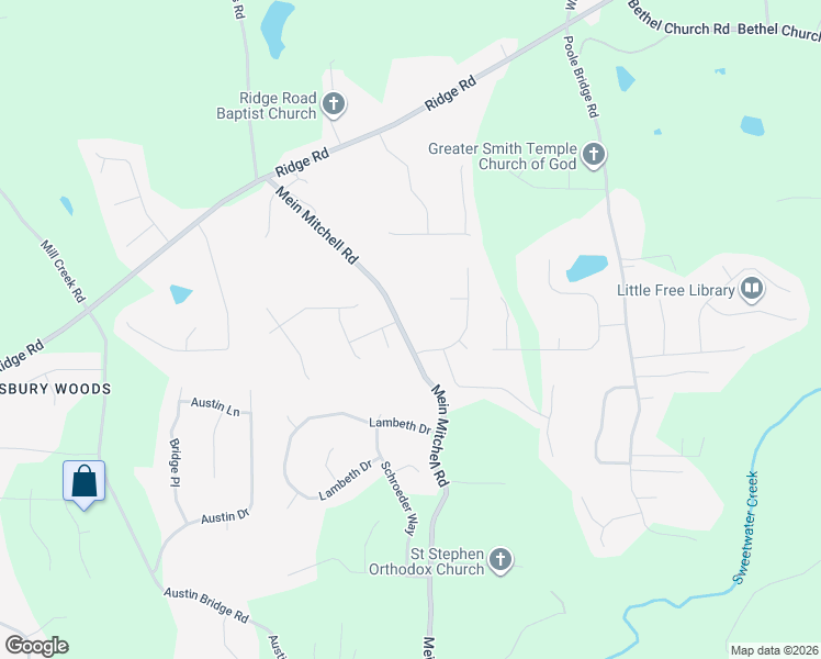 map of restaurants, bars, coffee shops, grocery stores, and more near 485 Mein Mitchell Road in Hiram