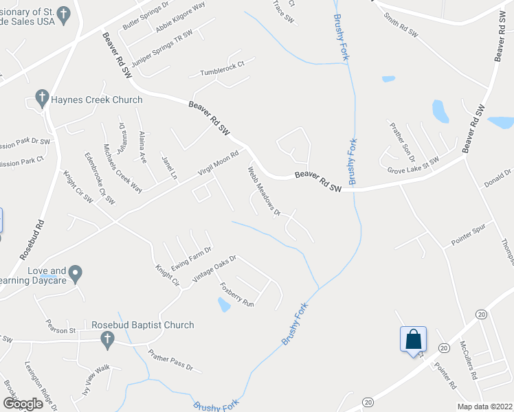 map of restaurants, bars, coffee shops, grocery stores, and more near 1354 Webb Meadows Court in Loganville