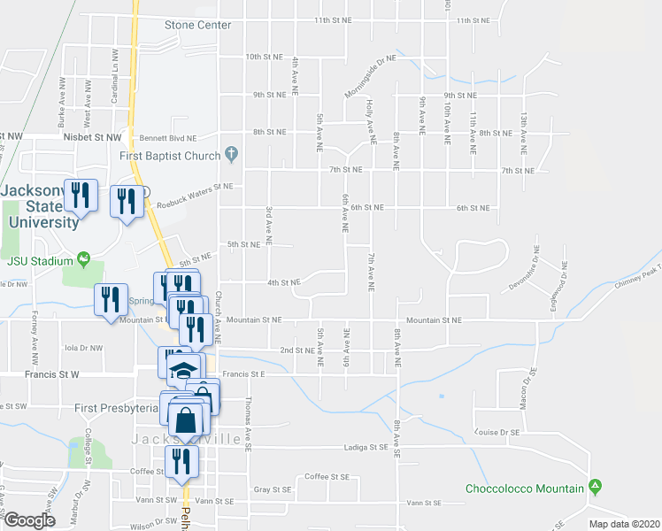 map of restaurants, bars, coffee shops, grocery stores, and more near 512 4th Street Northeast in Jacksonville