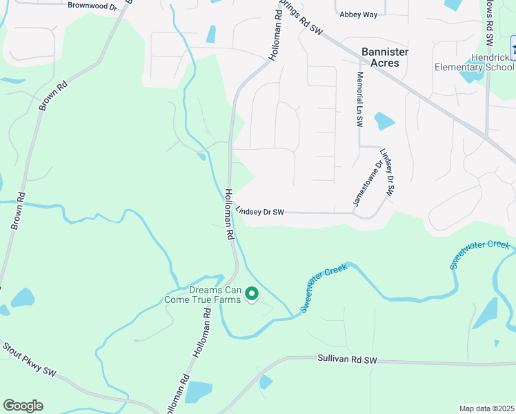 map of restaurants, bars, coffee shops, grocery stores, and more near 4650 Lindsey Drive Southwest in Powder Springs