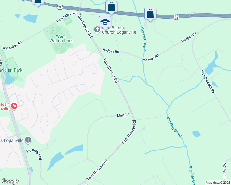 map of restaurants, bars, coffee shops, grocery stores, and more near 3267 Tom Brewer Road in Loganville