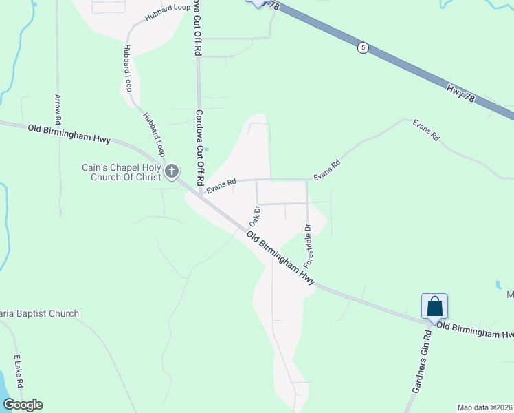 map of restaurants, bars, coffee shops, grocery stores, and more near 185 Oak Drive in Jasper