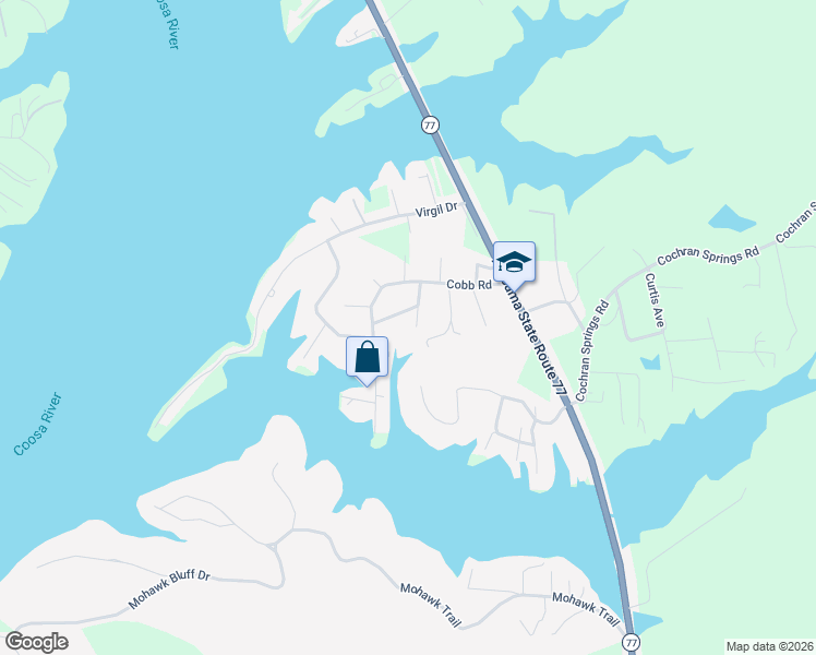 map of restaurants, bars, coffee shops, grocery stores, and more near 150 Colvard Drive in Ohatchee