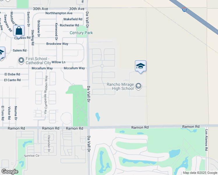 map of restaurants, bars, coffee shops, grocery stores, and more near 246 Via San Lucia in Rancho Mirage