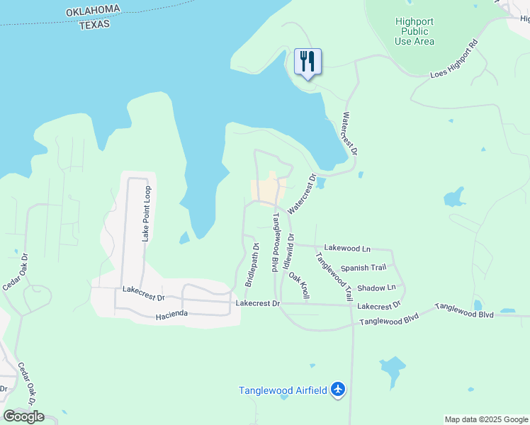 map of restaurants, bars, coffee shops, grocery stores, and more near 2116 Tanglewood Boulevard in Pottsboro