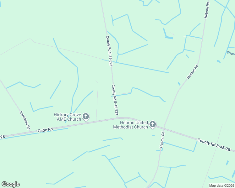map of restaurants, bars, coffee shops, grocery stores, and more near 76 County Road S-45-523 in Cades