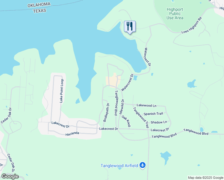 map of restaurants, bars, coffee shops, grocery stores, and more near 2116 Tanglewood Boulevard in Pottsboro