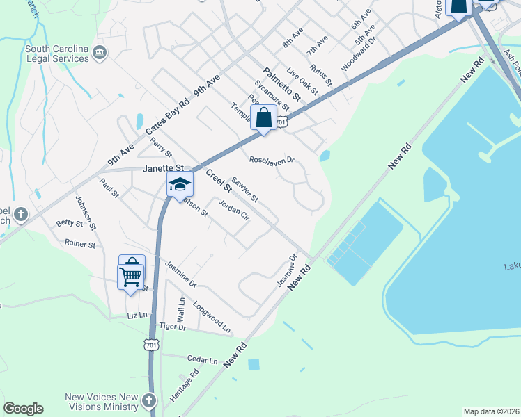 map of restaurants, bars, coffee shops, grocery stores, and more near 2037 Sawyer Drive in Conway