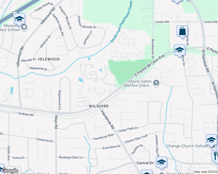 map of restaurants, bars, coffee shops, grocery stores, and more near 1416 Brixton Circle in Stone Mountain