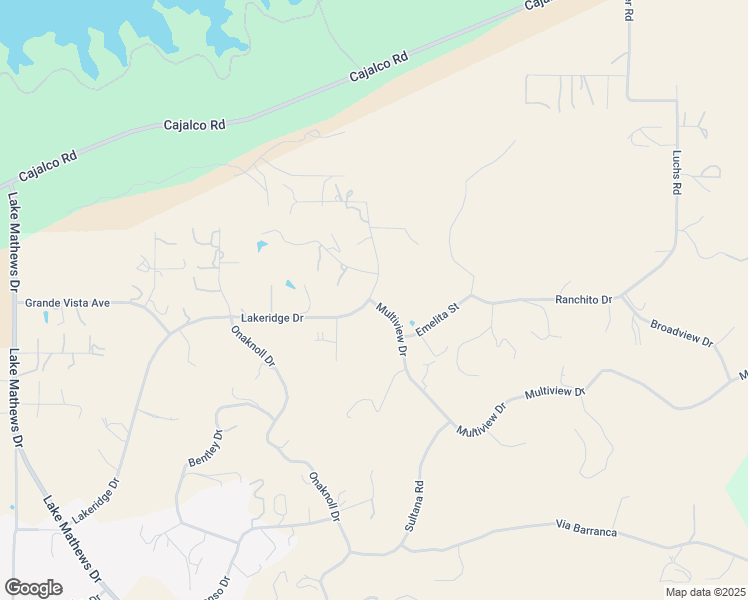 map of restaurants, bars, coffee shops, grocery stores, and more near Multiview Drive in Lake Mathews