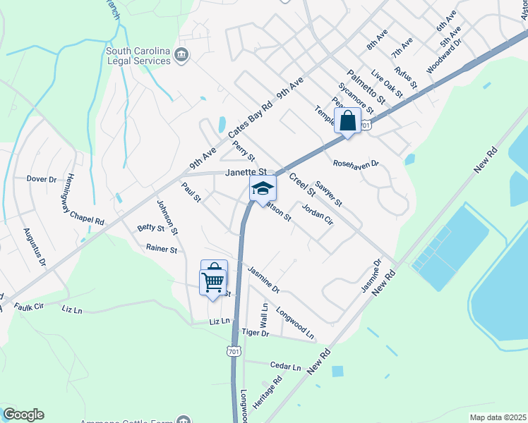 map of restaurants, bars, coffee shops, grocery stores, and more near 3001 4th Avenue in Conway