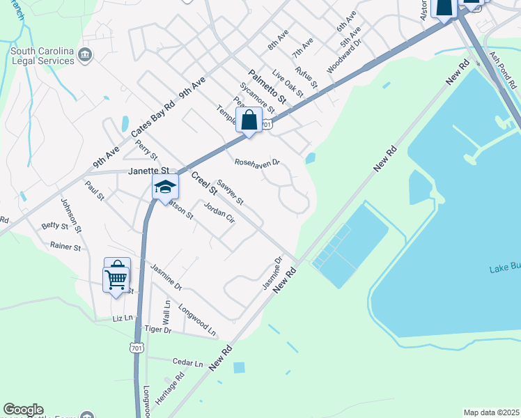 map of restaurants, bars, coffee shops, grocery stores, and more near 2045 Sawyer Street in Conway