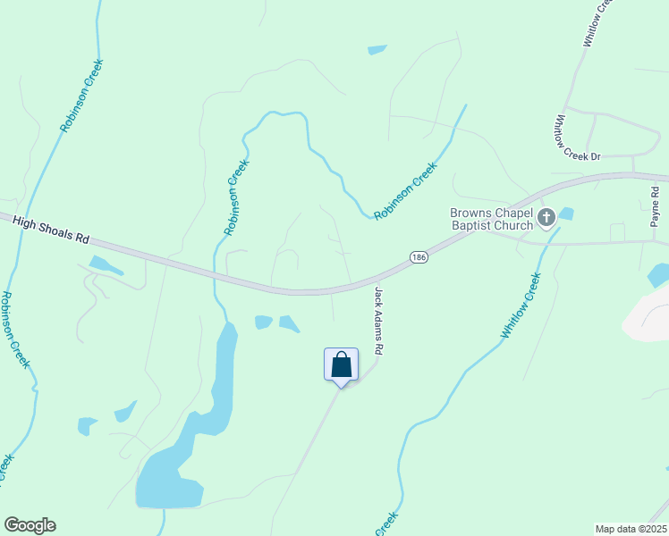 map of restaurants, bars, coffee shops, grocery stores, and more near 5581 High Shoals Road in Bishop