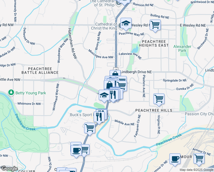 map of restaurants, bars, coffee shops, grocery stores, and more near 2393 Georgia 9 in Atlanta