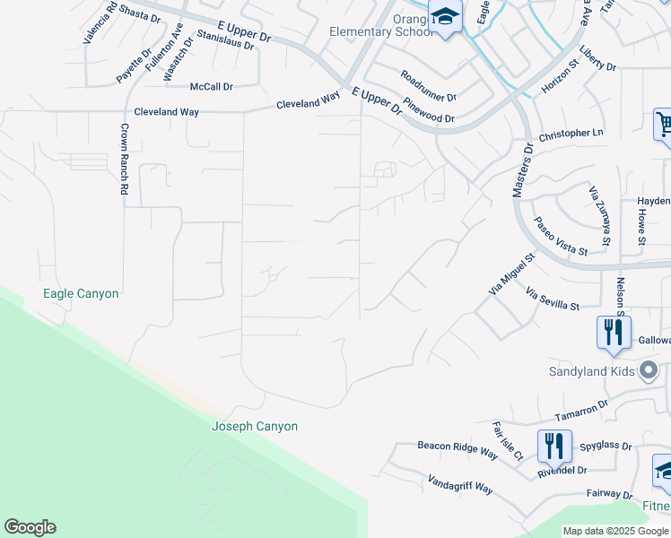 map of restaurants, bars, coffee shops, grocery stores, and more near 1283 Via Venezia Circle in Corona