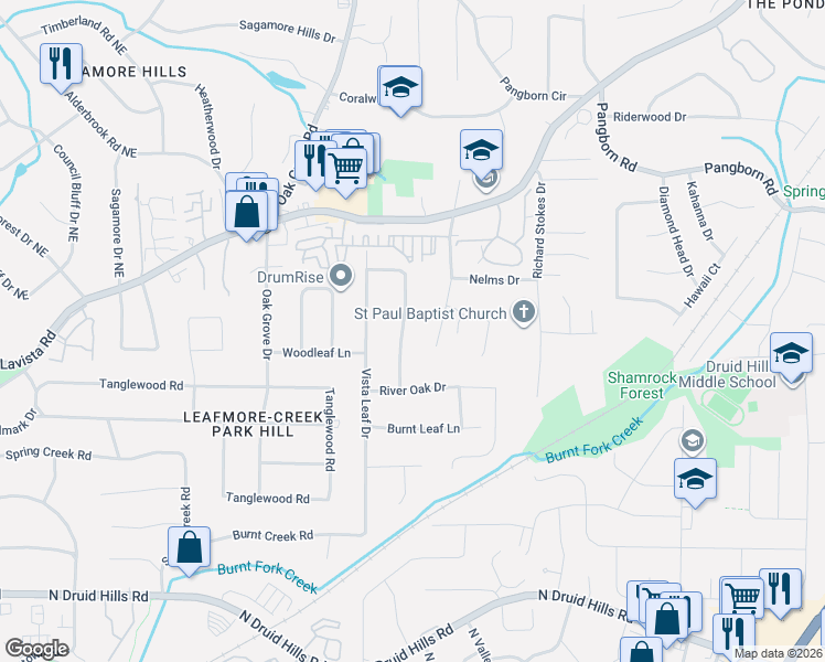 map of restaurants, bars, coffee shops, grocery stores, and more near 1384 Altamont Drive in Decatur