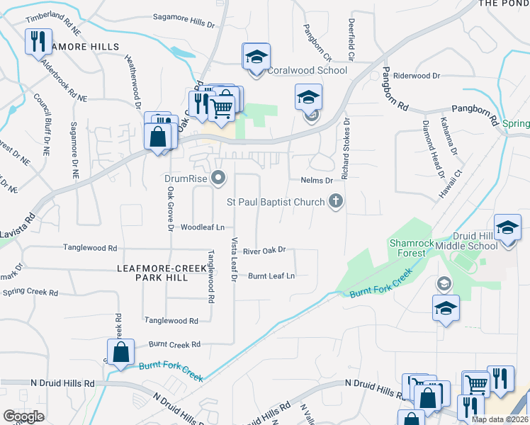 map of restaurants, bars, coffee shops, grocery stores, and more near 1384 Altamont Drive in Decatur