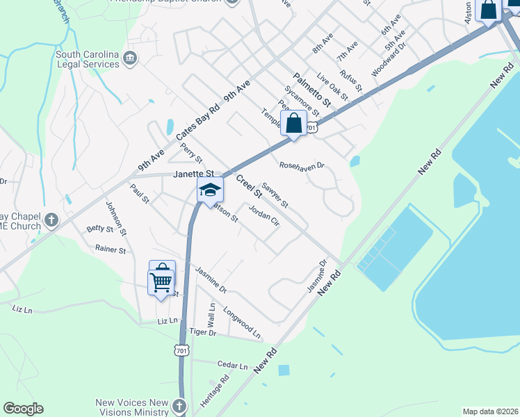 map of restaurants, bars, coffee shops, grocery stores, and more near 2013 Sawyer Street in Conway