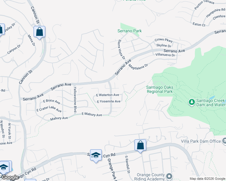 map of restaurants, bars, coffee shops, grocery stores, and more near 1996 North Lake Mead Circle in Orange