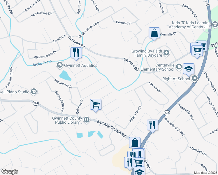map of restaurants, bars, coffee shops, grocery stores, and more near 3694 Linwood Way in Snellville