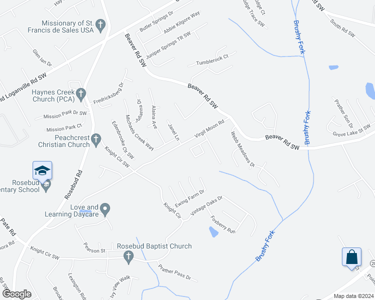 map of restaurants, bars, coffee shops, grocery stores, and more near 1533 Virgil Pond Lane in Loganville