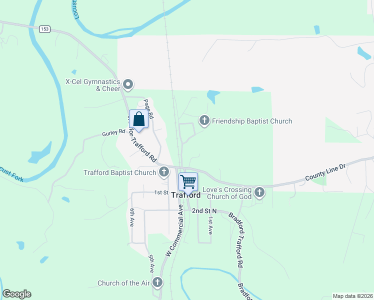 map of restaurants, bars, coffee shops, grocery stores, and more near 2908 2nd Street North in Trafford
