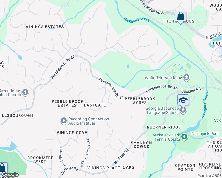 map of restaurants, bars, coffee shops, grocery stores, and more near 5347 Highland Pine Ln in Mableton