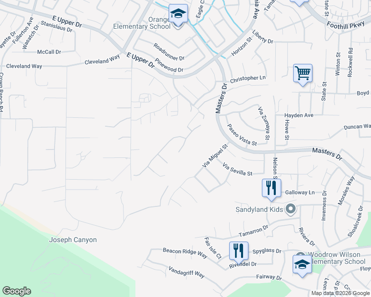 map of restaurants, bars, coffee shops, grocery stores, and more near 3925 Shady Ridge Drive in Corona