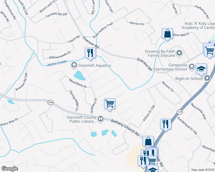 map of restaurants, bars, coffee shops, grocery stores, and more near 3762 Holland Dr in Snellville