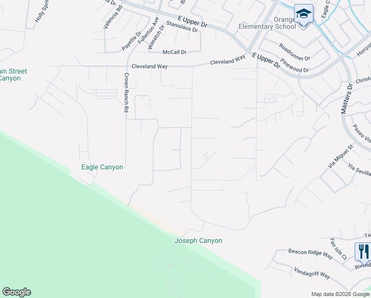 map of restaurants, bars, coffee shops, grocery stores, and more near 4160 Webster Ranch Road in Corona