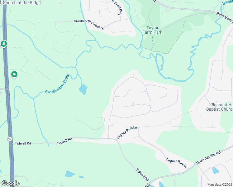 map of restaurants, bars, coffee shops, grocery stores, and more near 15 Parkview Lane in Powder Springs