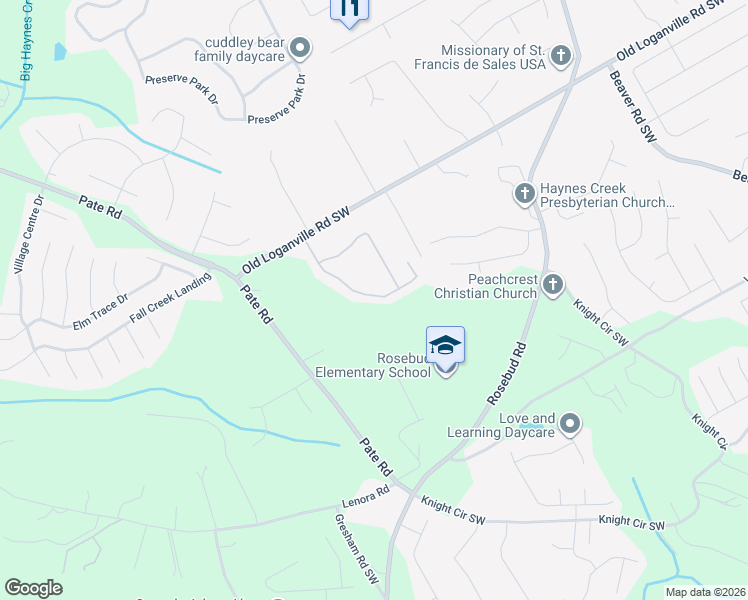 map of restaurants, bars, coffee shops, grocery stores, and more near 4091 Oak Field Drive in Loganville