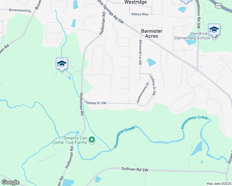 map of restaurants, bars, coffee shops, grocery stores, and more near 4554 Darrowby Drive in Powder Springs