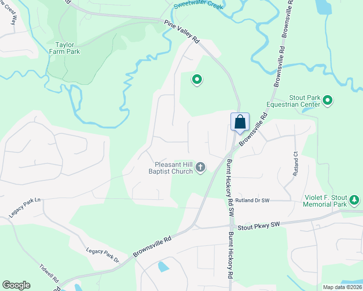 map of restaurants, bars, coffee shops, grocery stores, and more near 158 Blue Ridge Trail in Powder Springs