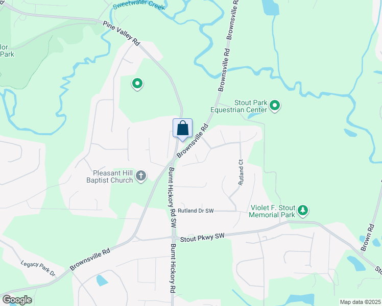 map of restaurants, bars, coffee shops, grocery stores, and more near 5380 Brownsville Road in Powder Springs