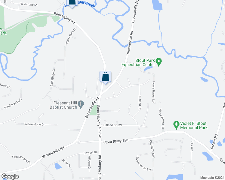 map of restaurants, bars, coffee shops, grocery stores, and more near 5615 Kitties Court in Powder Springs